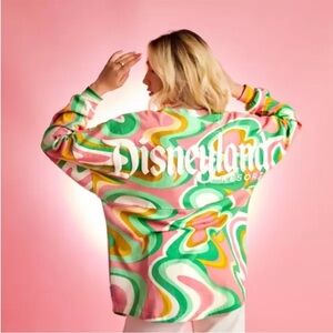 Disneyland Resort Swirl Spirit Long Sleeve Jersey Shirt Women's Size XL